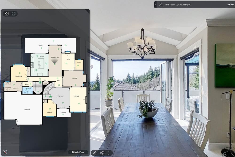 IGuide Dining room with floor plan overlay