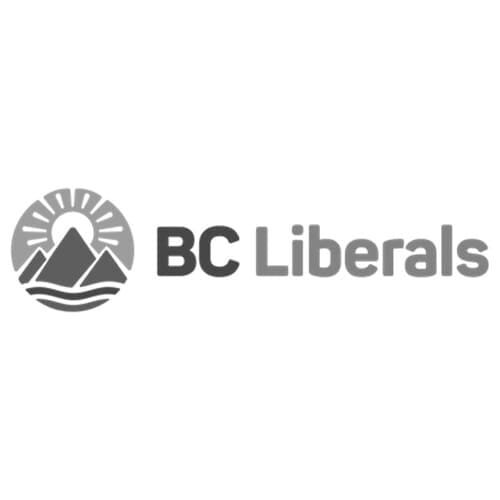 BC Liberals logo with mountain and sun