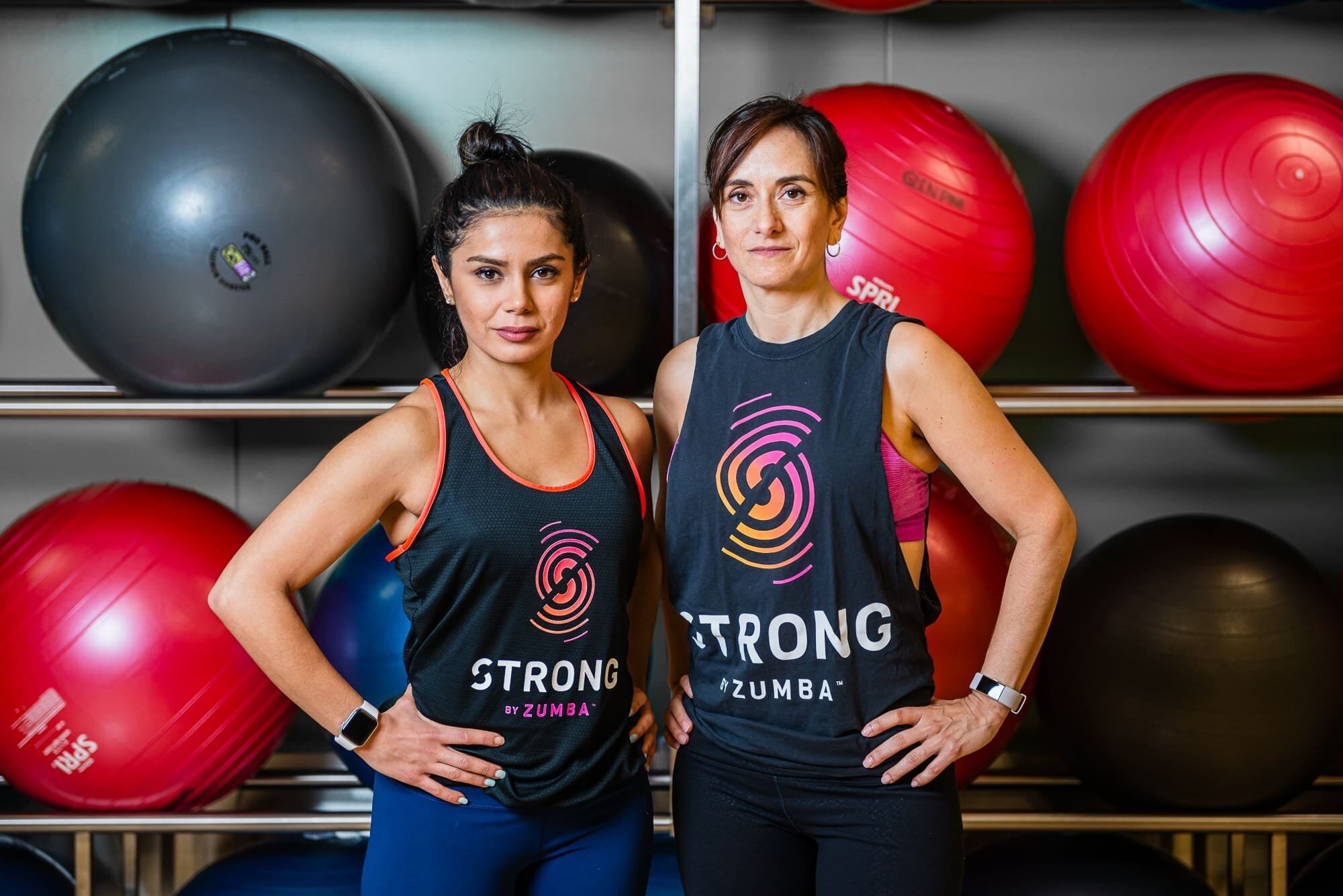 BAP_4666-Website-2 Two women at gym with exercise balls.